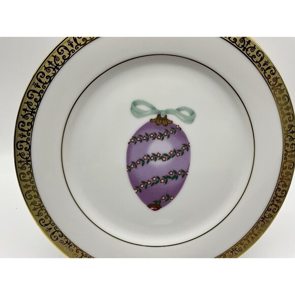 Gold Buffet Royal Gallery Purple Faberge Egg Dessert Plate and Coffee Cup Vintag - Picture 8 of 16